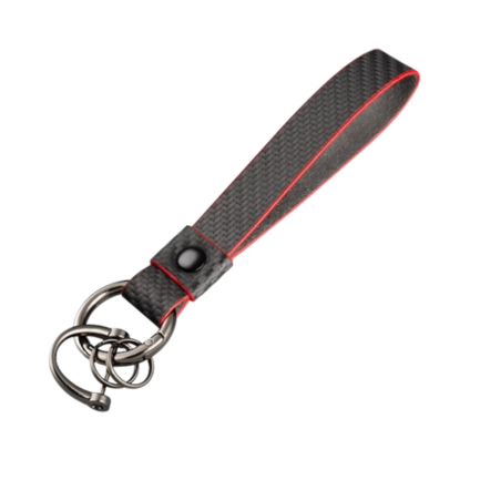 Carbon Fiber Leather Motorcycle Keychain - Premium Key Holder Accessory for Bikers | Men & Women