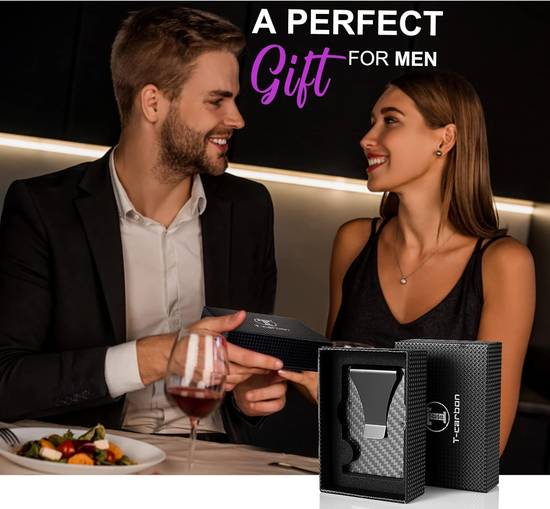 T-carbon Carbon Fiber RFID Signal Blocking Money Clip Wallet