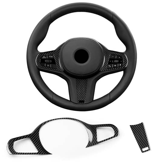 T-carbon Real Carbon Fiber Steering Wheel Frame Cover Trim Fits for BMW
