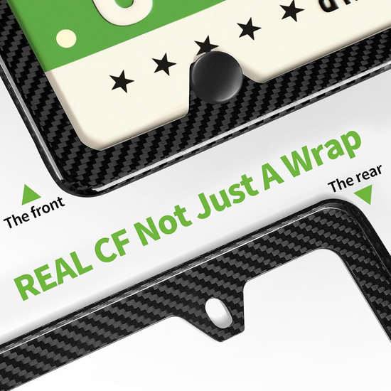 T-carbn Real Carbon Fiber License Plate Frame Fit for US CAN Cars, 2 Holes