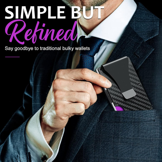 T-carbon Carbon Fiber RFID Signal Blocking Money Clip Wallet