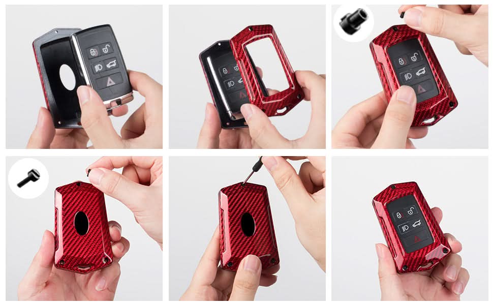 T-Carbon Premium Carbon Fiber Key Fob Cover for Land Rover & Jaguar - Protective Key Case with Keychain