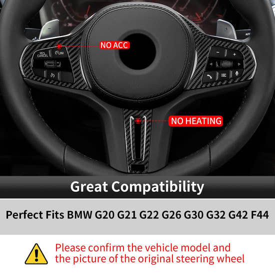 T-carbon Real Carbon Fiber Steering Wheel Frame Cover Trim Fits for BMW