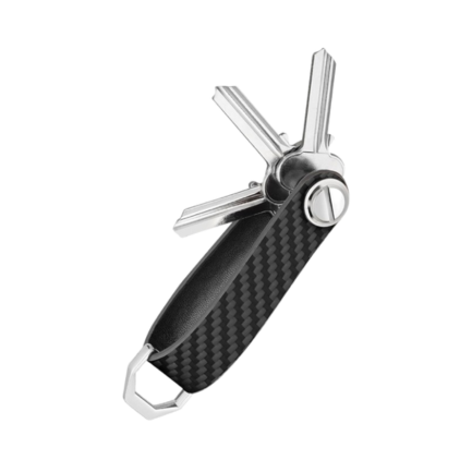 Premium Carbon Fiber Key Organizer - Compact Leather Key Holder with Silent Design, Holds Up to 8 Keys