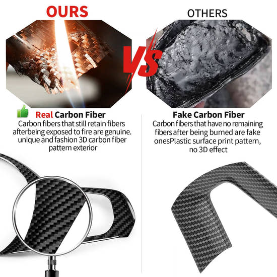 T-carbon Real Carbon Fiber Steering Wheel Frame Cover Trim Fits for BMW