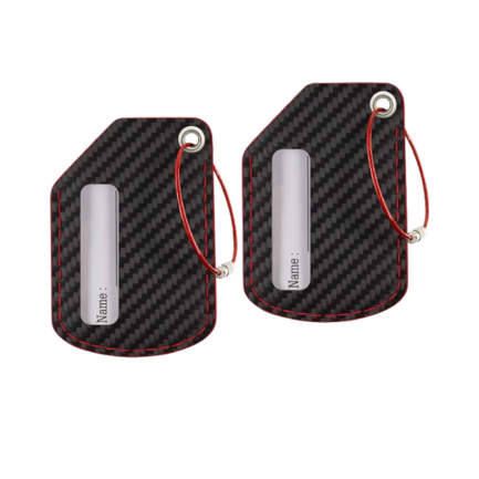 Premium Leather Luggage Tags 2-Pack - Durable Travel Suitcase ID Labels with Stainless Steel Loop