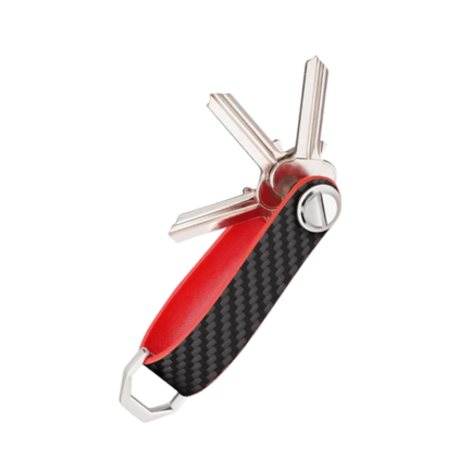 Premium Carbon Fiber Key Organizer - Compact Leather Key Holder with Silent Design, Holds Up to 8 Keys