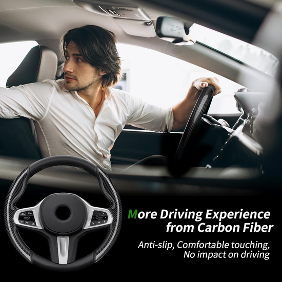 T-carbn Carbon Fiber Steering Wheel Cover Compatible with BMW