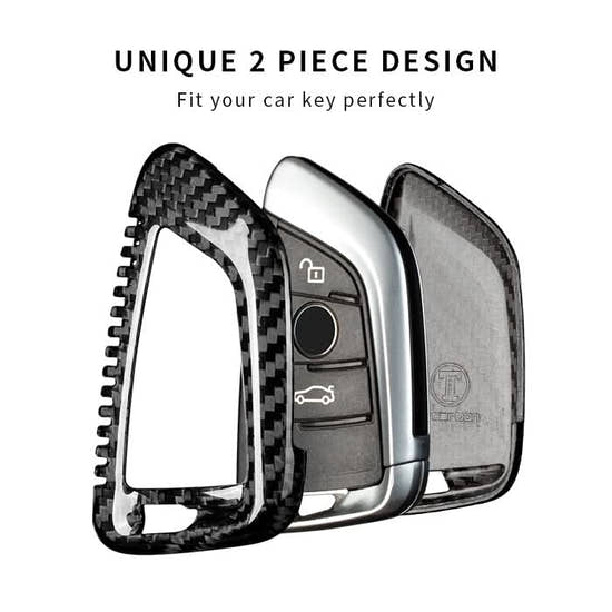 T-carbon Real Carbon Fiber Key Fob Cover Case Compatible with BMW