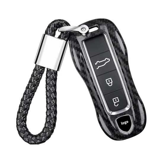 T-carbon Carbon Fiber Key Fob Cover Fits for Porsche Cayenne 918 Panamera 2018-2024