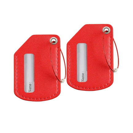 Premium Leather Luggage Tags 2-Pack - Durable Travel Suitcase ID Labels with Stainless Steel Loop
