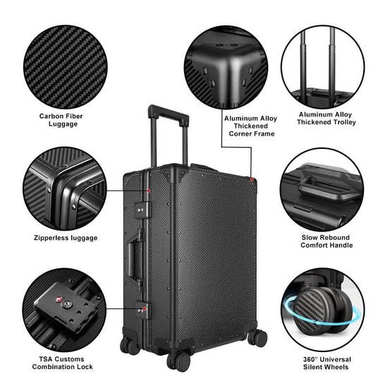 T-carbon 21" Real Carbon Fiber Suitcase