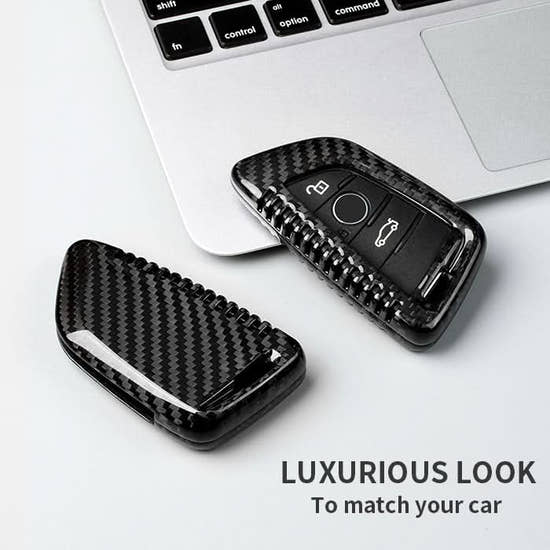 T-carbon Real Carbon Fiber Key Fob Cover Case Compatible with BMW