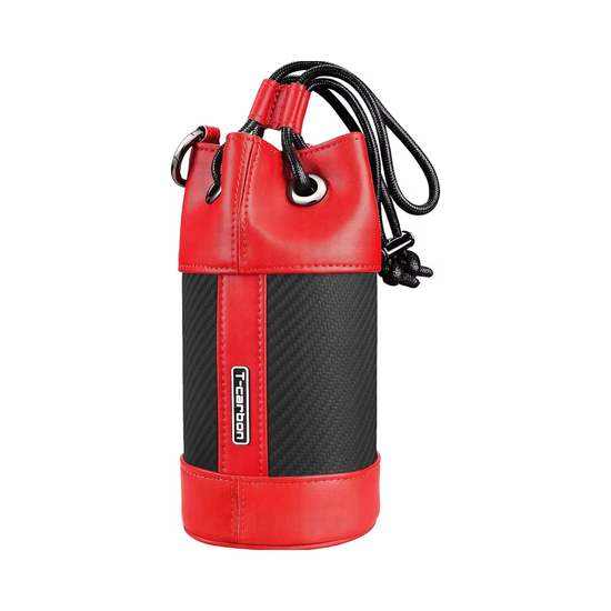 T-carbon Carbon Fiber & Leather Golf Valuables Pouch with Drawstrings