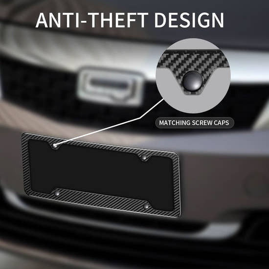 T-carbon  Carbon Fiber License Plate Frame Fit for US, Canada Vehicles(Wide Edge)