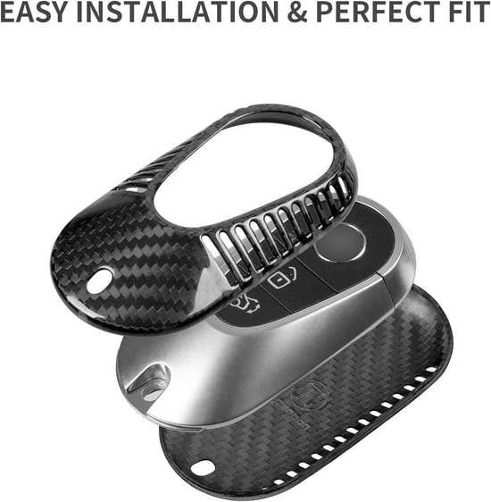 T-carbon Real Carbon Fiber Key Fob Cover Compatible with Mercedes Benz