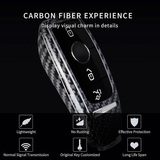 T-carbon Real Carbon Fiber Key Fob Cover Compatible with Mercedes Benz,