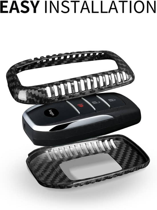 Premium Carbon Fiber Key Fob Cover for Toyota RAV4 Prime, Venza, Corolla Cross 2021-2024