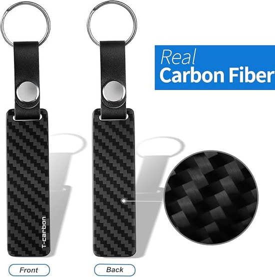Premium Carbon Fiber Keychain - Lightweight Luxury Key Holder with Genuine Leather