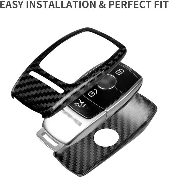 T-carbon Real Carbon Fiber Key Fob Cover Compatible with Mercedes Benz,