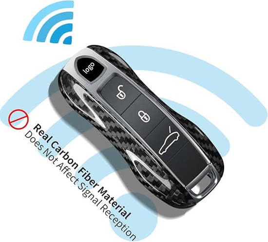 T-carbon Carbon Fiber Key Fob Cover Compatible with Porsche 2018-2024