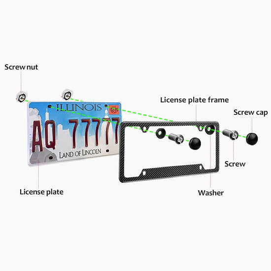 T-carbon  Carbon Fiber License Plate Frame Fit for US, Canada Vehicles(Wide Edge)