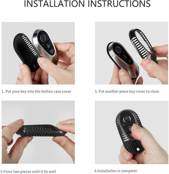 T-carbon Real Carbon Fiber Key Fob Cover Compatible with Mercedes Benz
