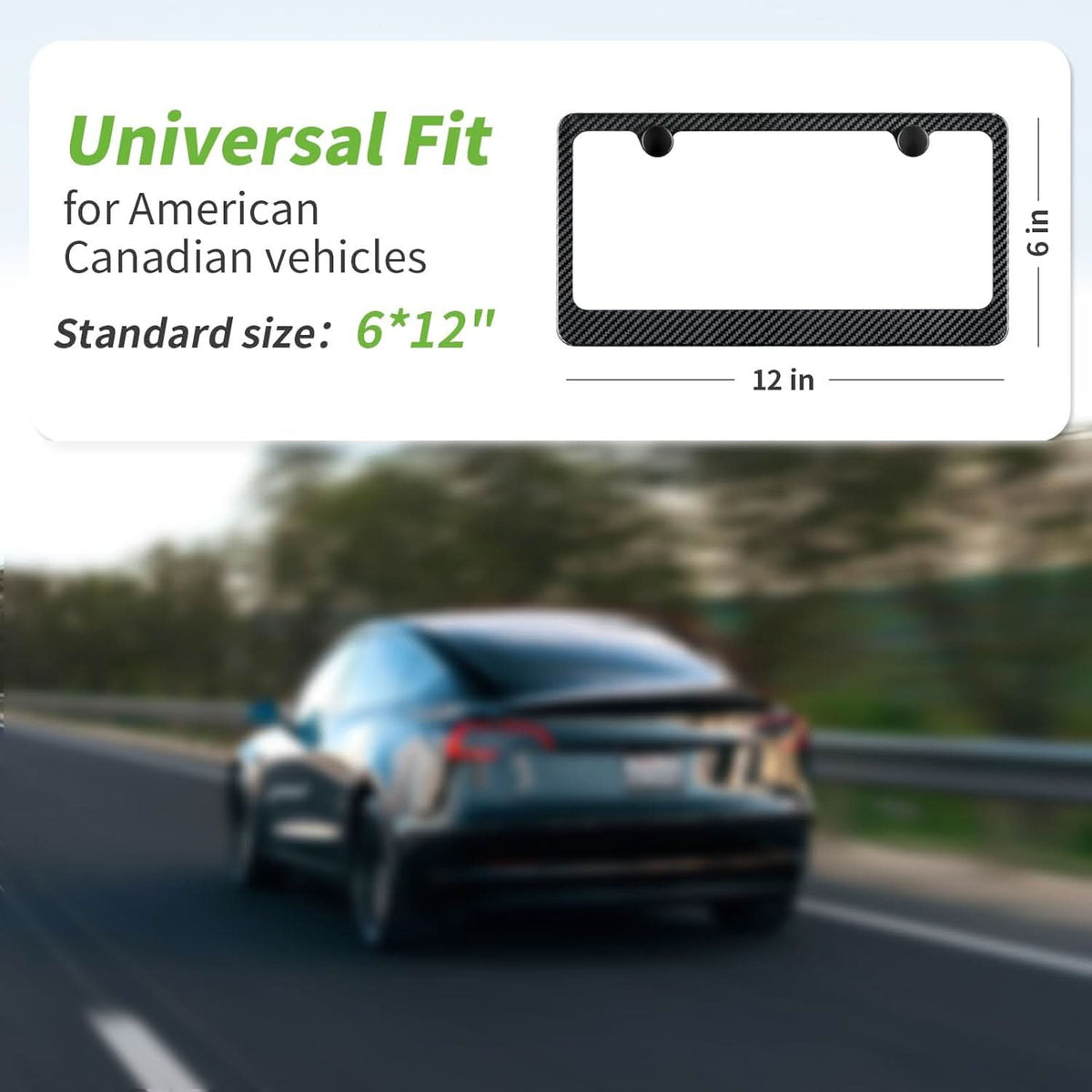 T-carbon Real Carbon Fiber License Plate Frame Fit for US CAN Cars, 2 Holes