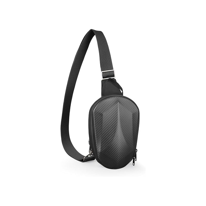 Matte black carbon fiber mini sling bag, front view