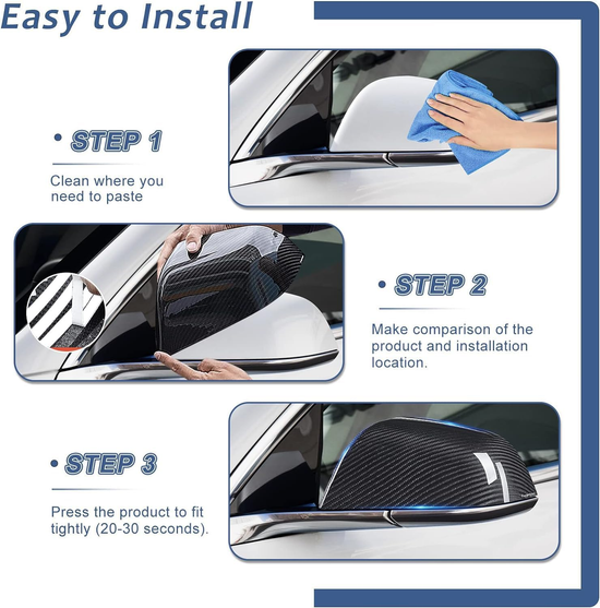T-carbon Carbon Fiber Side Mirror Cover Compatible with Tesla