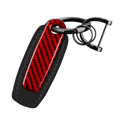 T-carbon Genuine Leather Key Chain for Car Keys,Key Fob Keychain with Anti-Lost D-Ring,Car Key Accessories