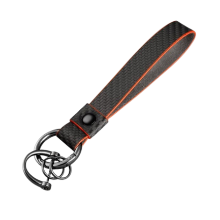 Carbon Fiber Leather Motorcycle Keychain - Premium Key Holder Accessory for Bikers | Men & Women