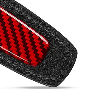 T-carbon Genuine Leather Key Chain for Car Keys,Key Fob Keychain with Anti-Lost D-Ring,Car Key Accessories