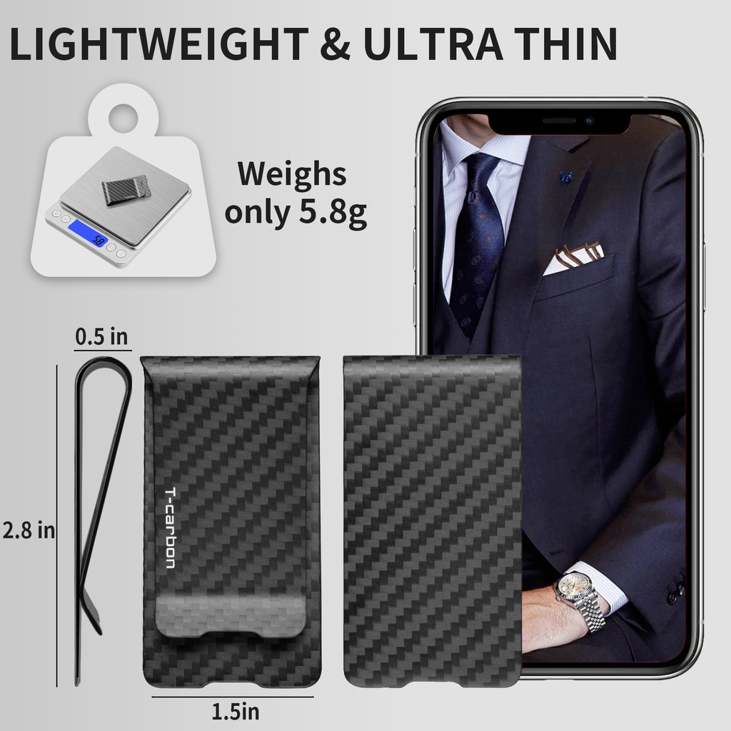 Real Carbon Fiber Money Clip for Men