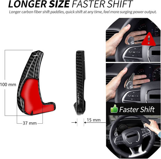 T-carbon Paddle Shifter For Dodge Durango Charger Challenger Hell Cat