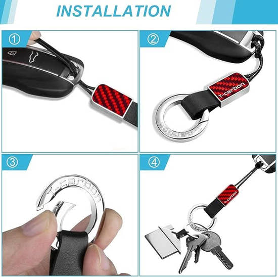 Premium Carbon Fiber Keychain for Porsche Key Fob - Luxury Car Key Holder with Lanyard