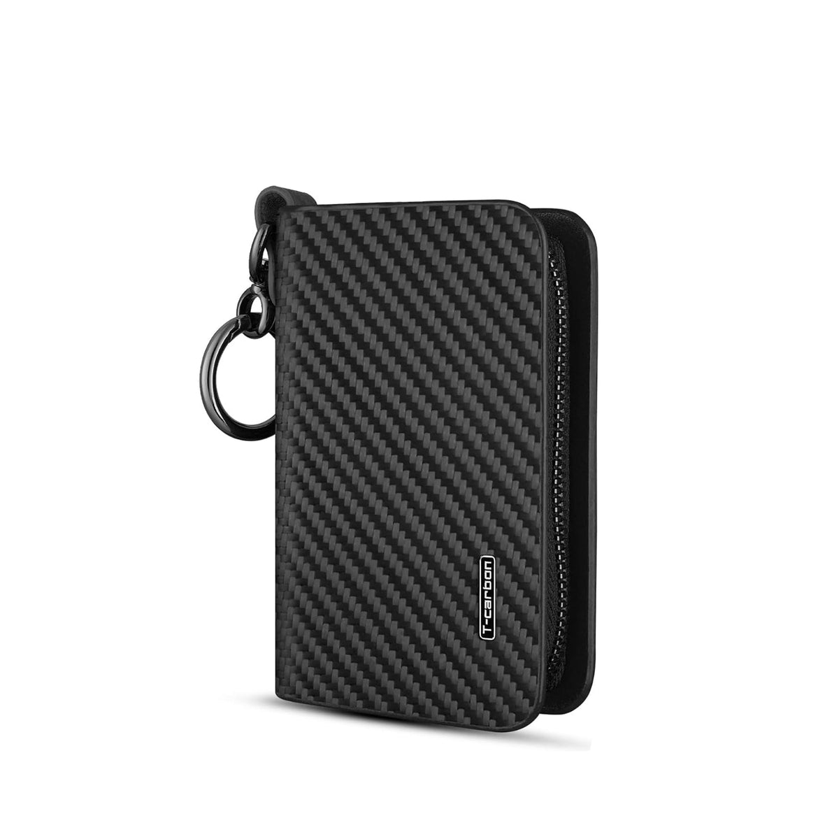 Black 12-slot carbon fiber card organizer, front view