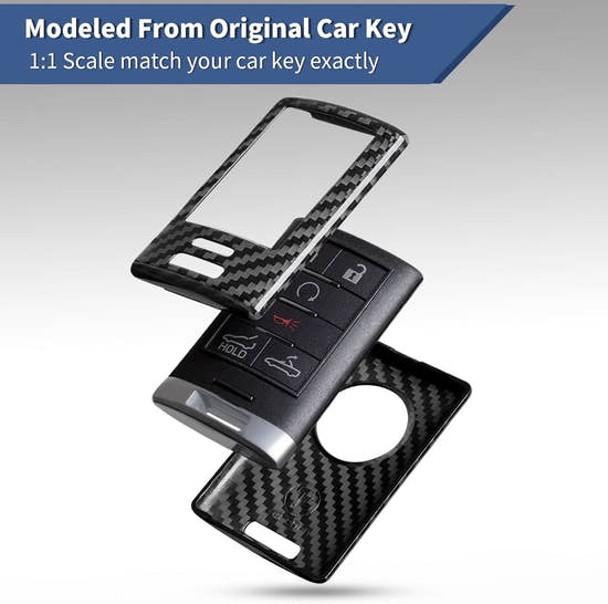 T-carbon Real Carbon Fiber Key Fob Cover Compatible with Corvette C7 Cadillac
