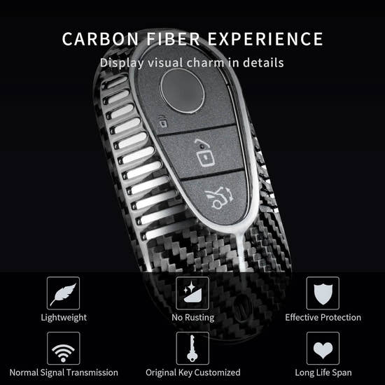 T-carbon Real Carbon Fiber Key Fob Cover Compatible with Mercedes Benz