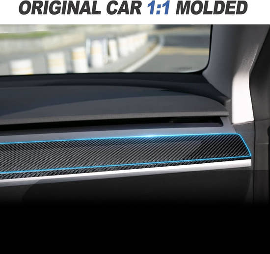 T-carbon Real Carbon Fiber Dashboard Trim Cover Compatible with Tesla Model 3 / Y 2017-2023