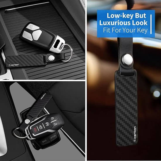 Premium Carbon Fiber Keychain - Lightweight Luxury Key Holder with Genuine Leather
