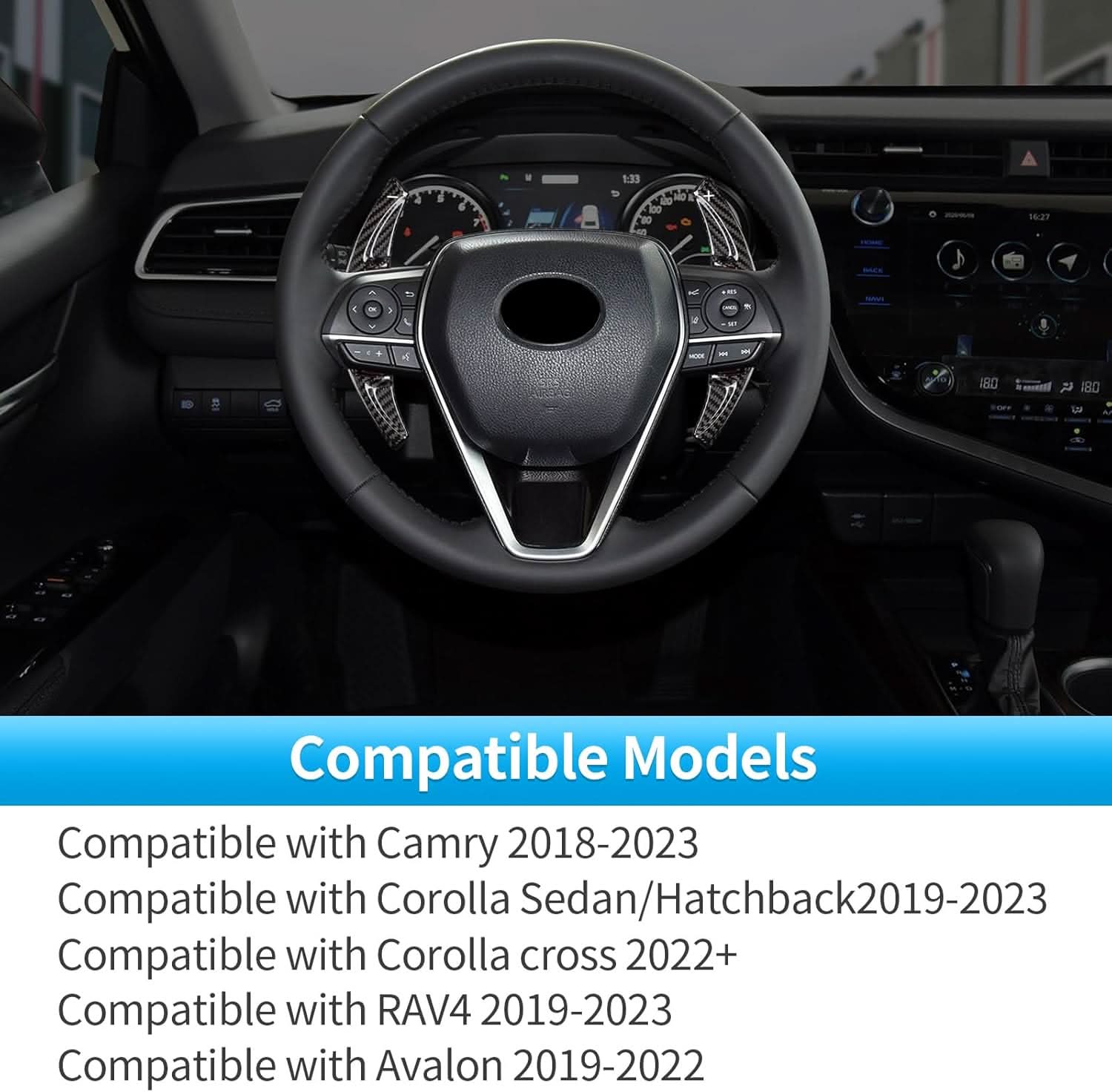 Carbon Fiber Paddle Shifter Extension for Toyota Camry, RAV4, Avalon, Corolla 2018-2023