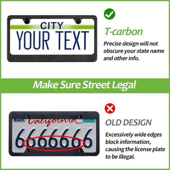T-carbon Real Carbon Fiber License Plate Frame Fit for US CAN Cars, 2 Holes