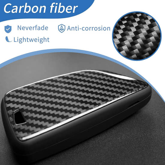 Premium Carbon Fiber Key Fob Cover for BMW - Luxury Keychain Case with Keyring