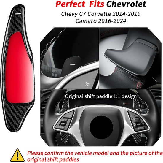 T-carbon Carbon Fiber Paddle Shifter Extensions Fits Chevrolet Camaro 2016-2024