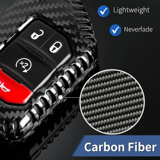 T-carbon Real Carbon Fiber Key Fob Cover Compatible with Jeep