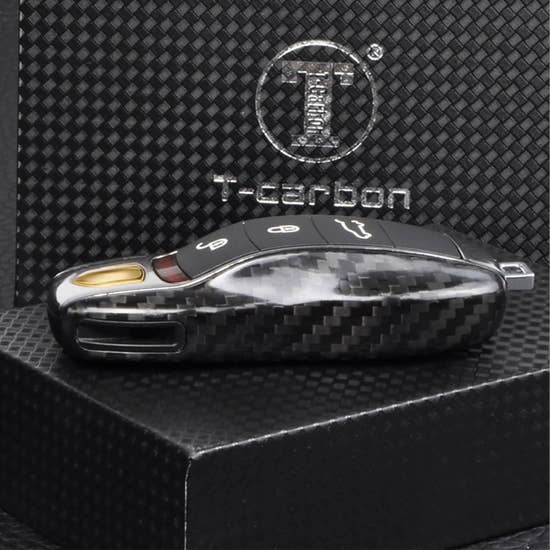 T-carbon Carbon Fiber Key Fob Cover Replacement (Side Blades) Fits for Porsche