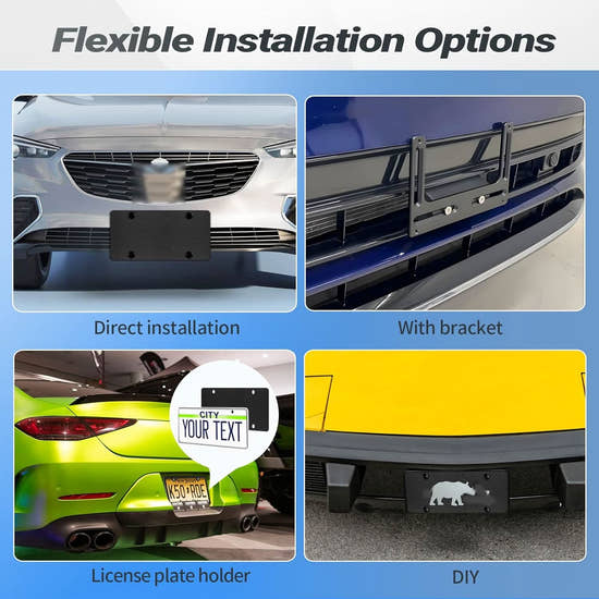 T-carbon Carbon Fiber Reinforce Backing Plate for License Plate Fits US Canada Standard Plates-Matte Black