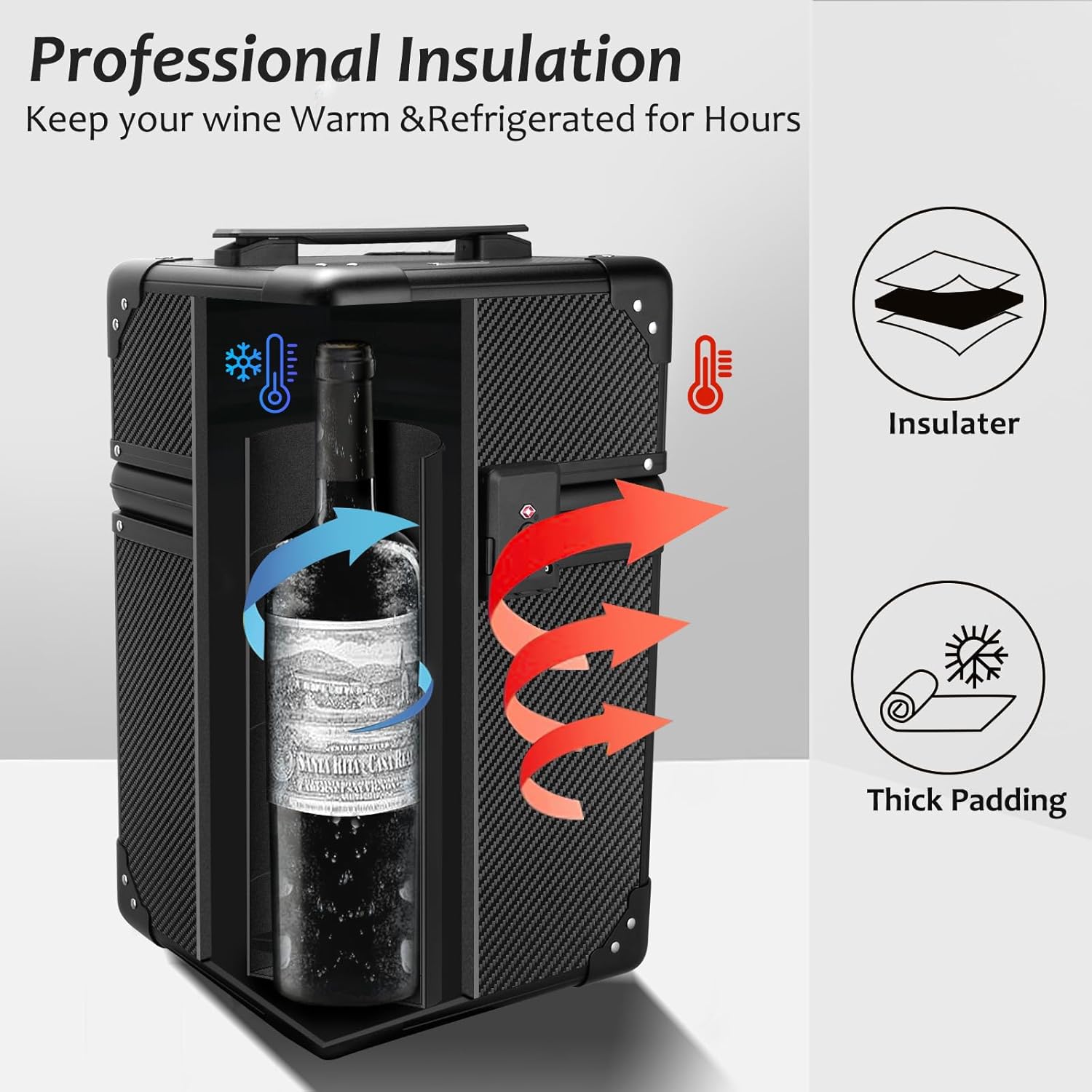 T-carbon 4 Bottles Real Carbon Fiber Portable Wine Bottle Protector