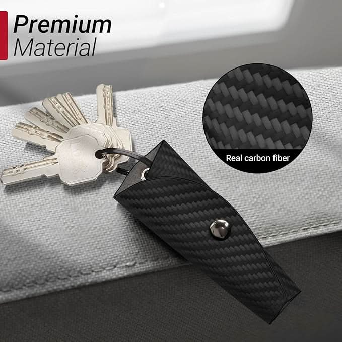 Carbon Fiber Key Organizer - Minimalist Leather Key Holder for 2-5 Keys | Compact Keychain Wallet